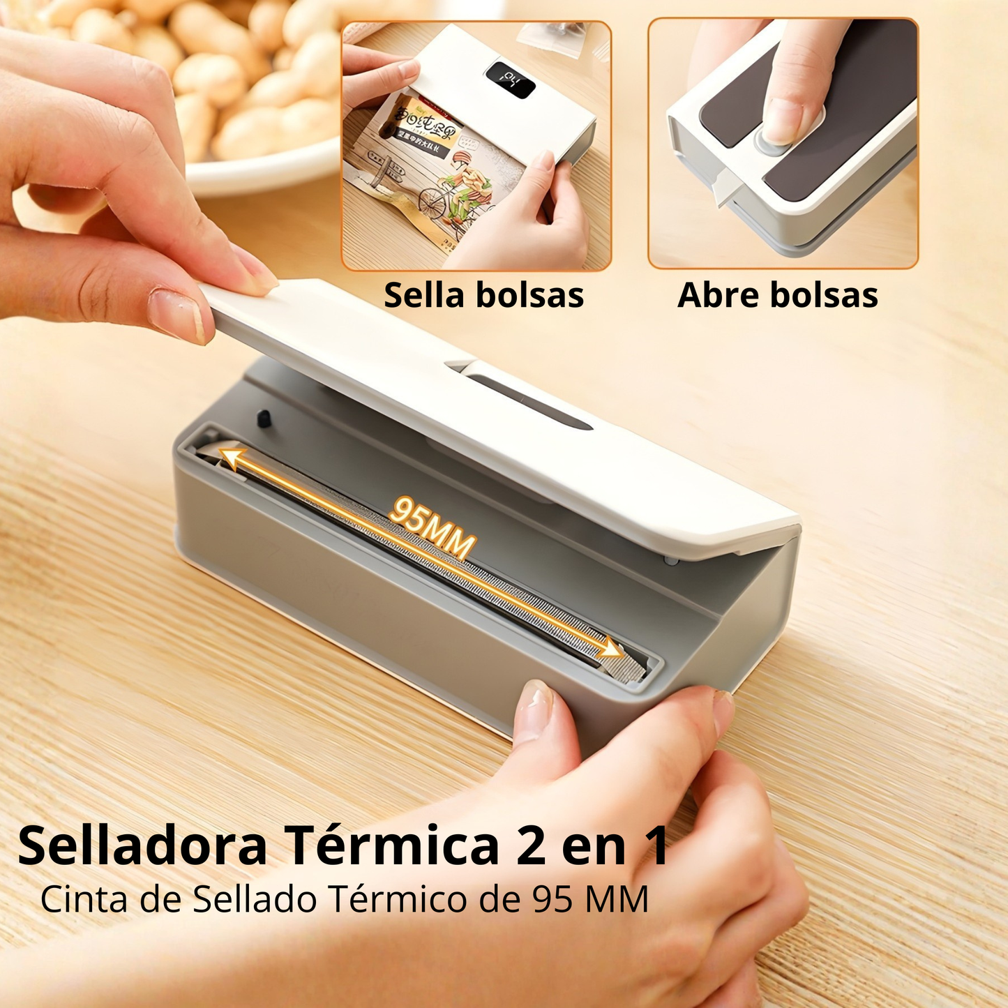 Selladora de bolsas portátil 2 en 1